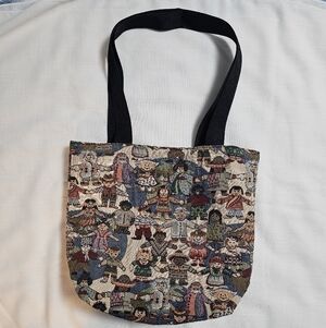 Vintage Tapestry Shoulder Bag/Tote Bag Children of the World Multi-colored